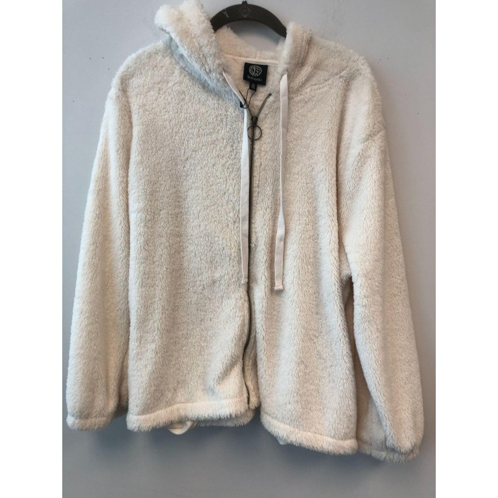 Bobeau White 1X Polyester Zip Up Sweatshirt (NWT)